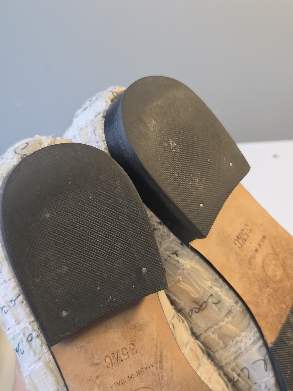 Chanel Ballerina Interlocking CC logo flats  35.5- Text Printed Fab/leather Auth - Picture 10 of 11